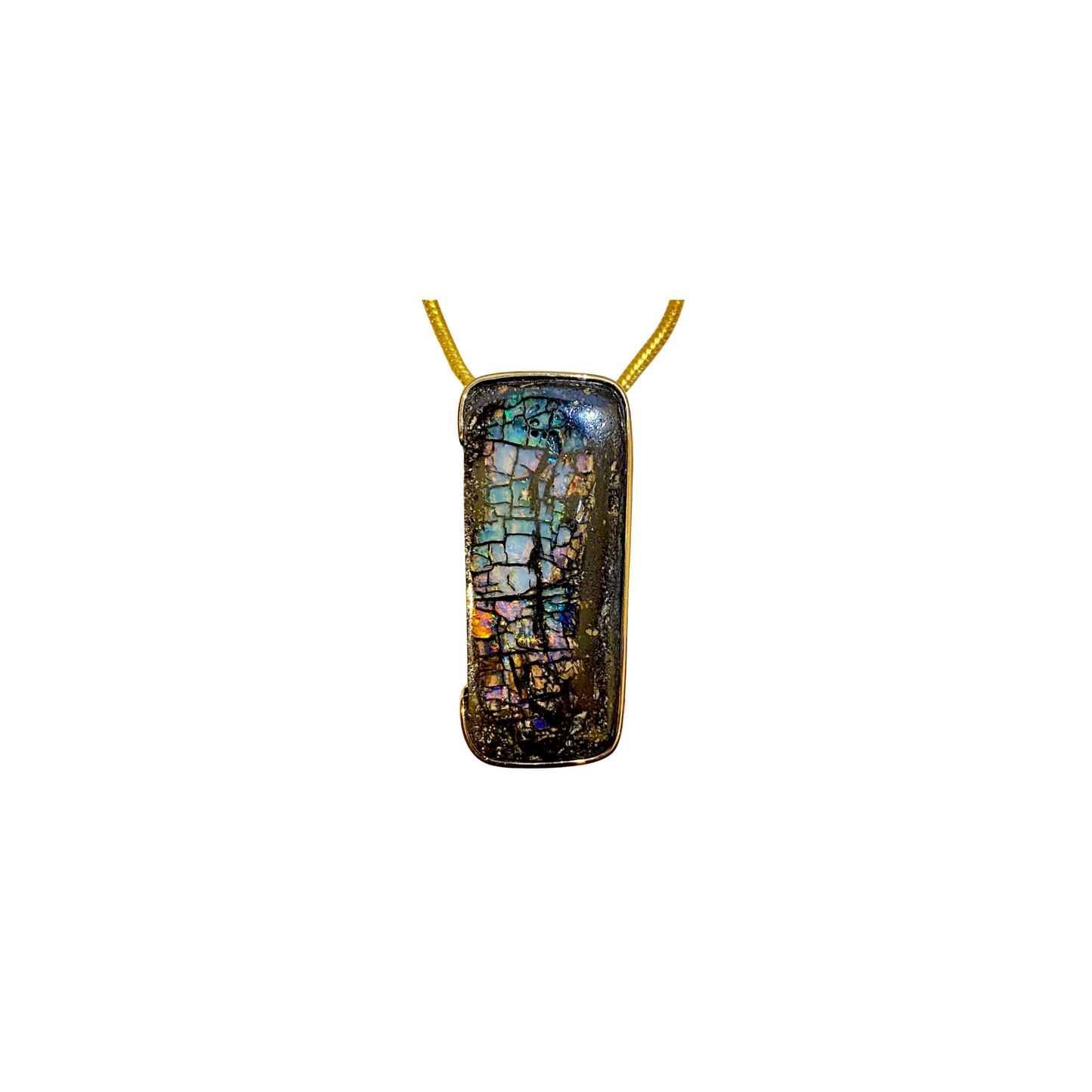 Yellow Gold Boulder Opal Pendant (240711)