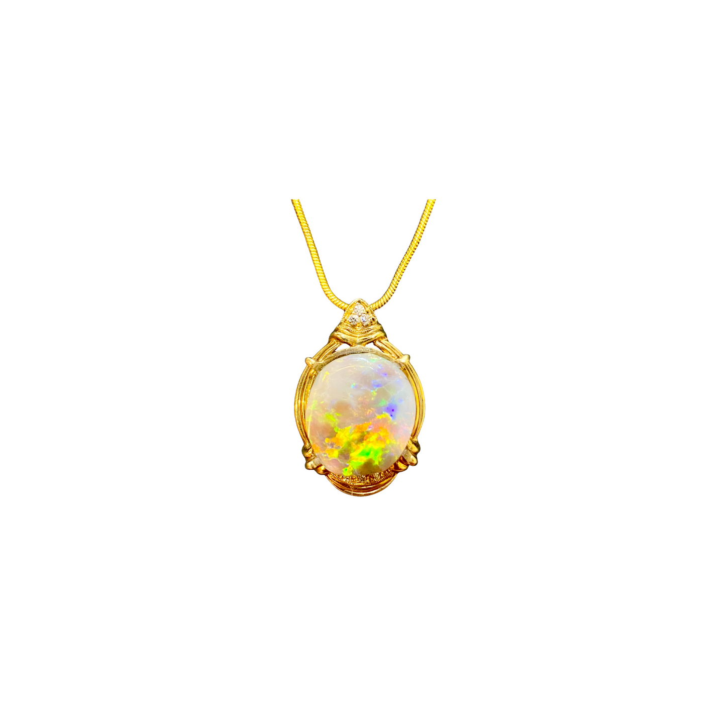 Yellow Gold Black Opal Pendant (240875)