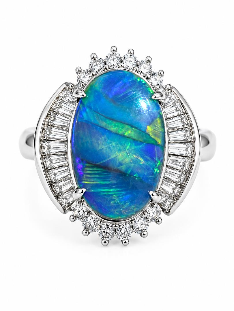 Black Opal Ring set in Platinum 241578