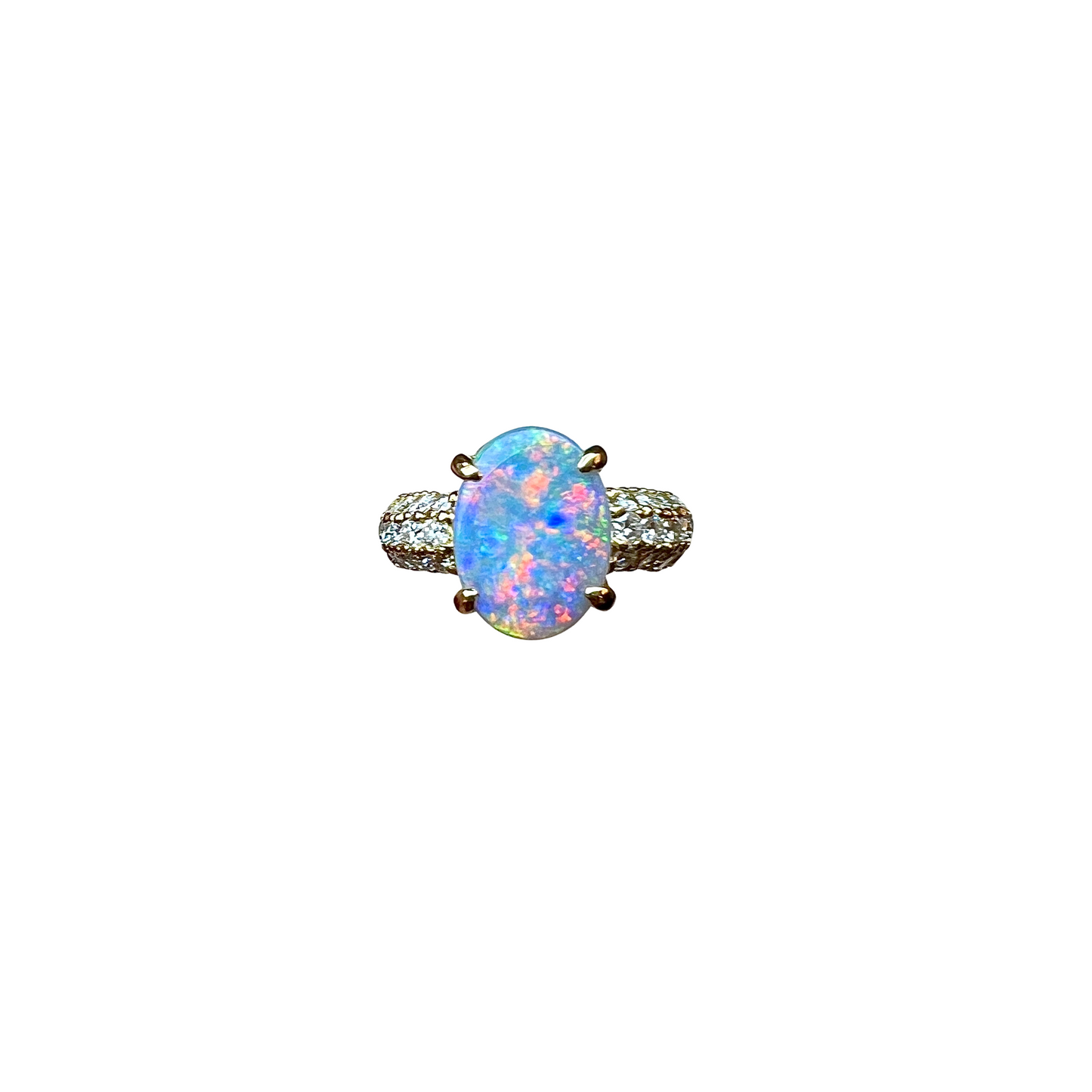 18K Gold Australian Black Opal Ring (241985)