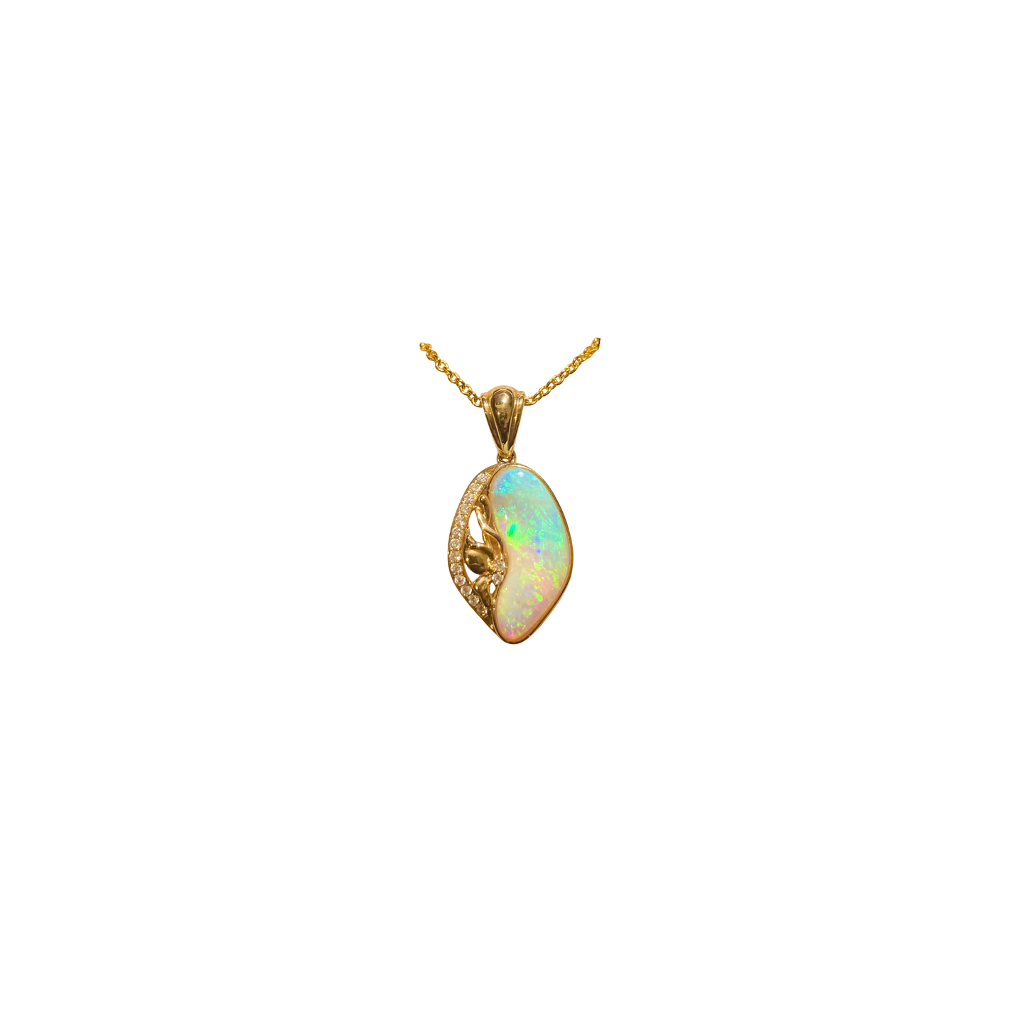 Yellow Gold White Opal Pendant (250433)