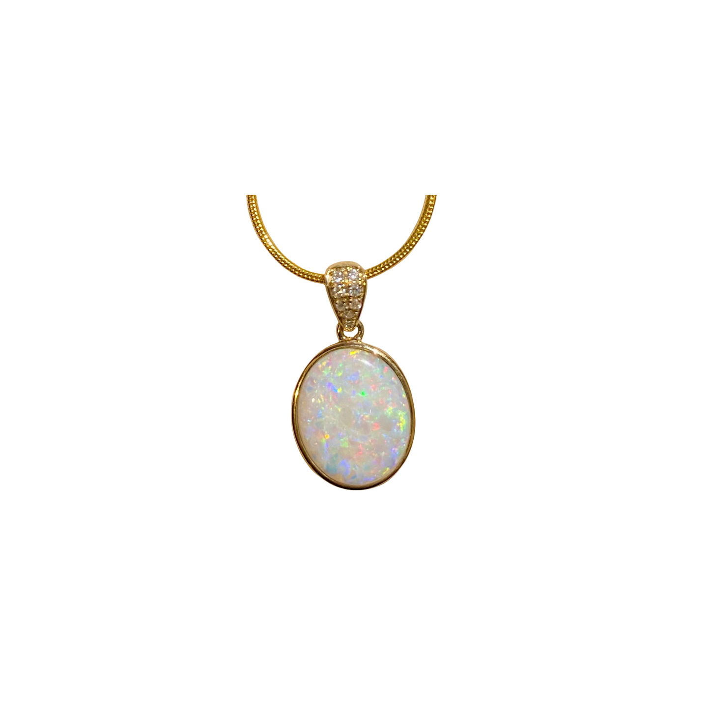 Yellow Gold Crystal Opal Pendant (256133)