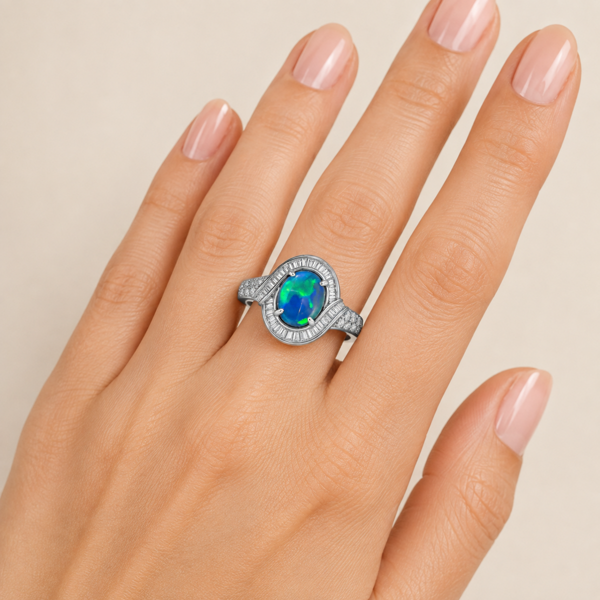 Black Opal Ring set in Platinum 265466