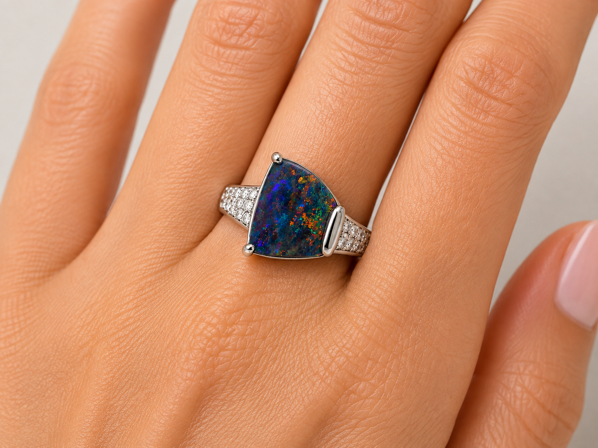 Boulder Opal Ring set in Platinum 265471