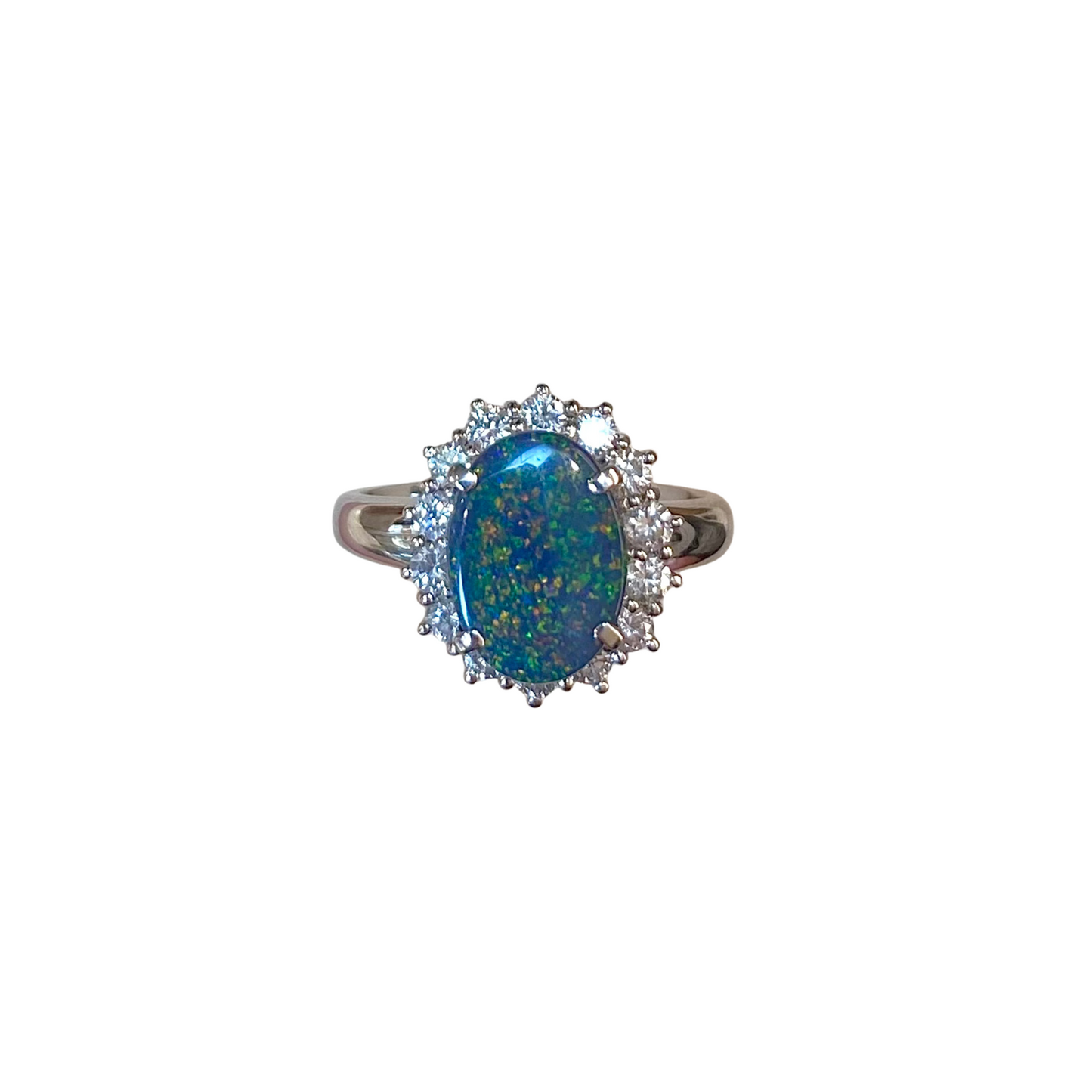 Ethereal Elegance Platinum Black Opal Ring