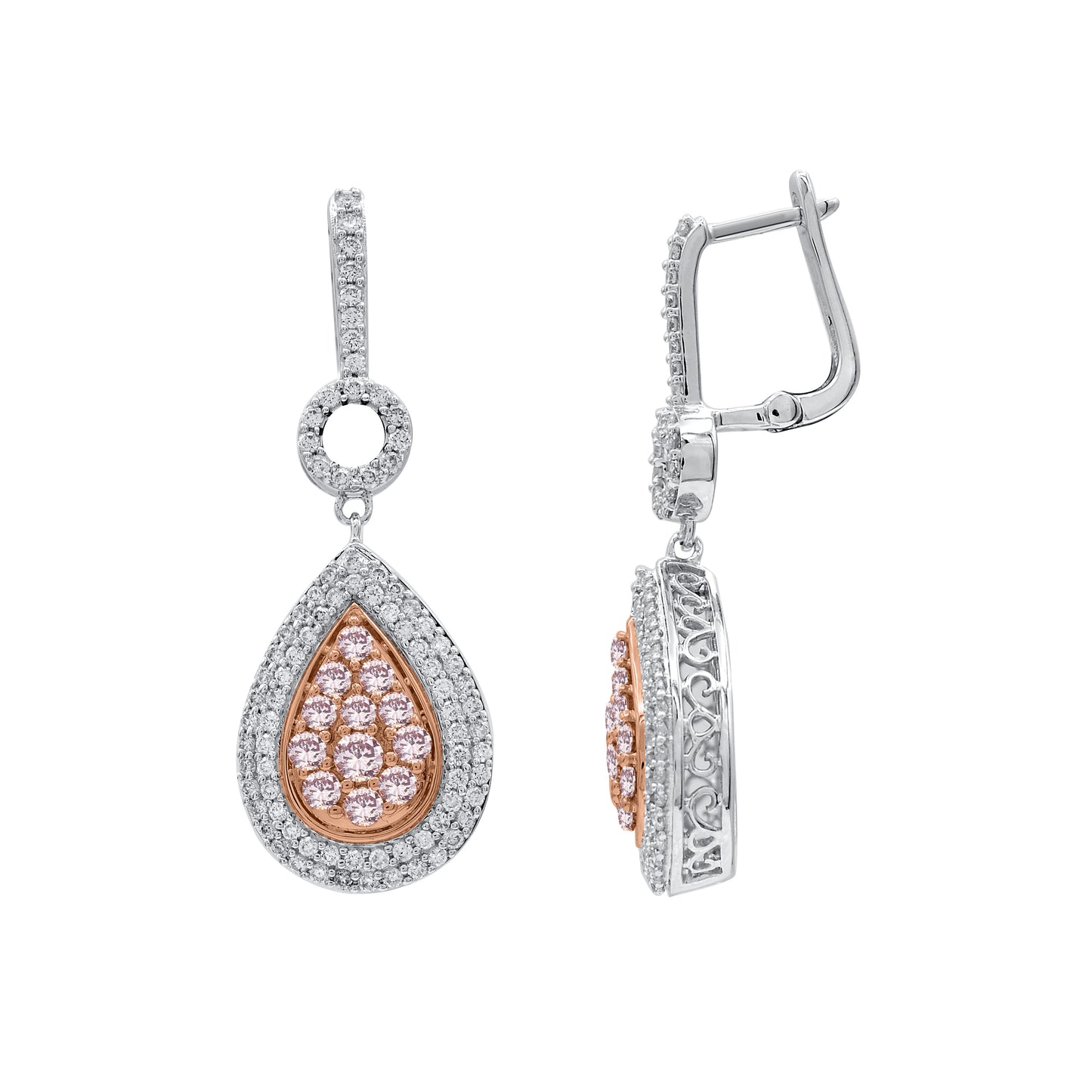 White Gold Argyle Pink Diamond Earrings - "Tranquilique"