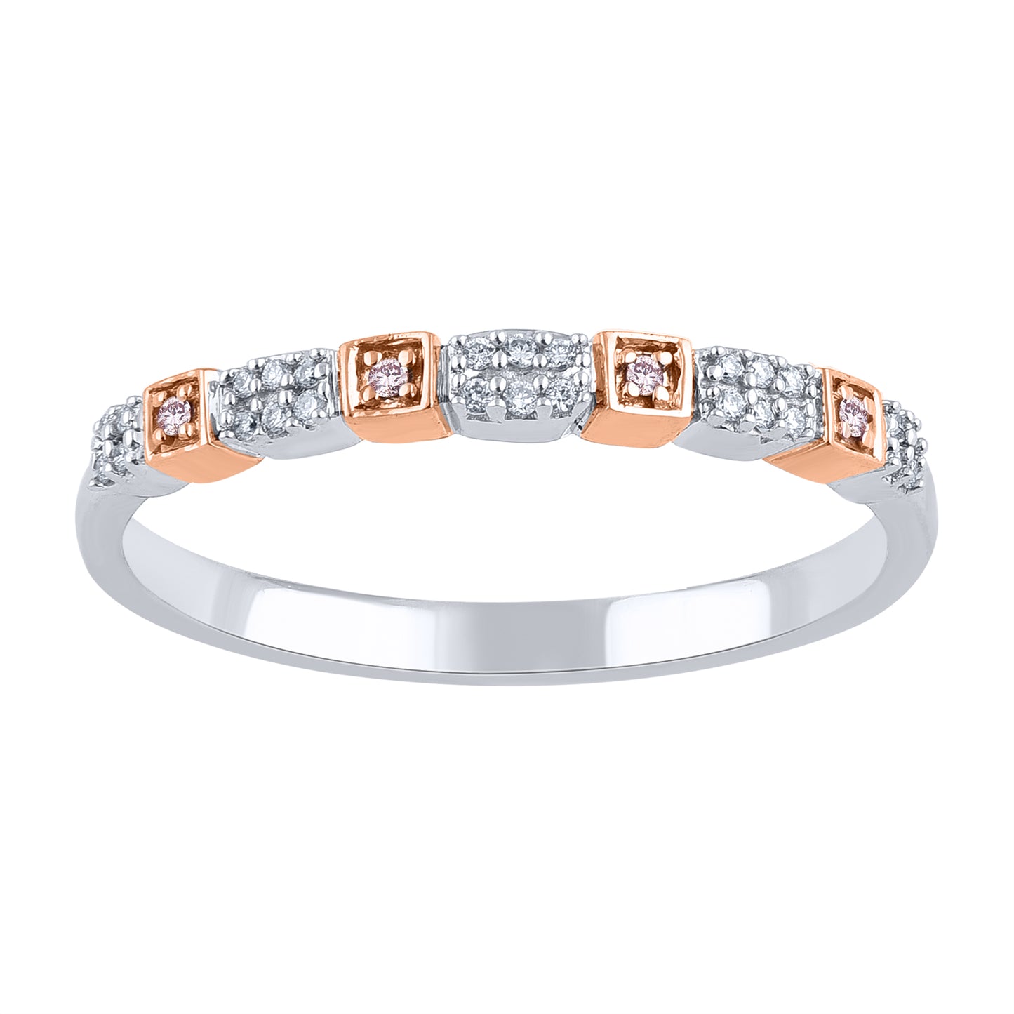 White Gold Argyle Pink Diamond Band - "Celestia"