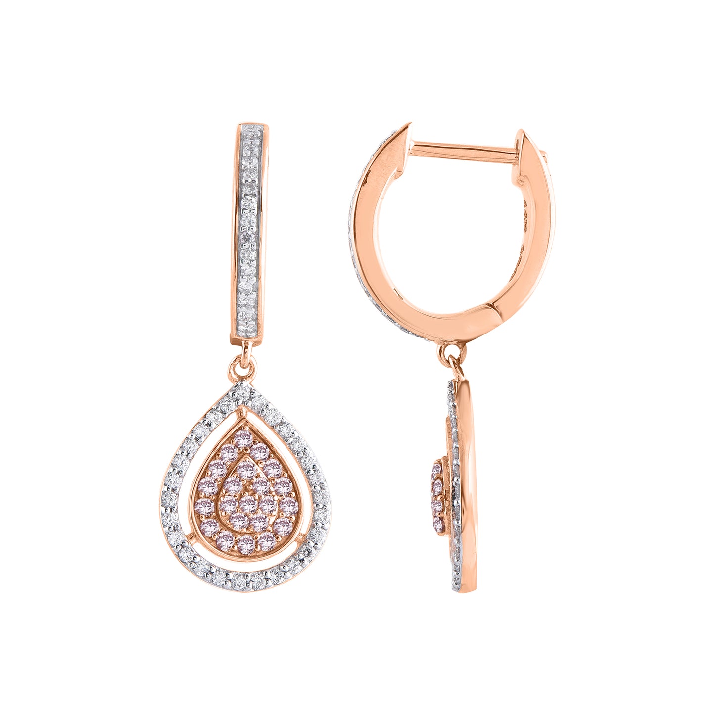 Rose Gold Argyle Pink Diamond Earrings - "Radiant Drops"