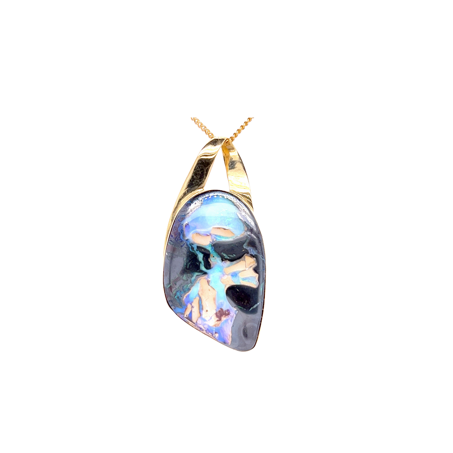 14K Yellow Gold Boulder Opal Pendant "Opalith"