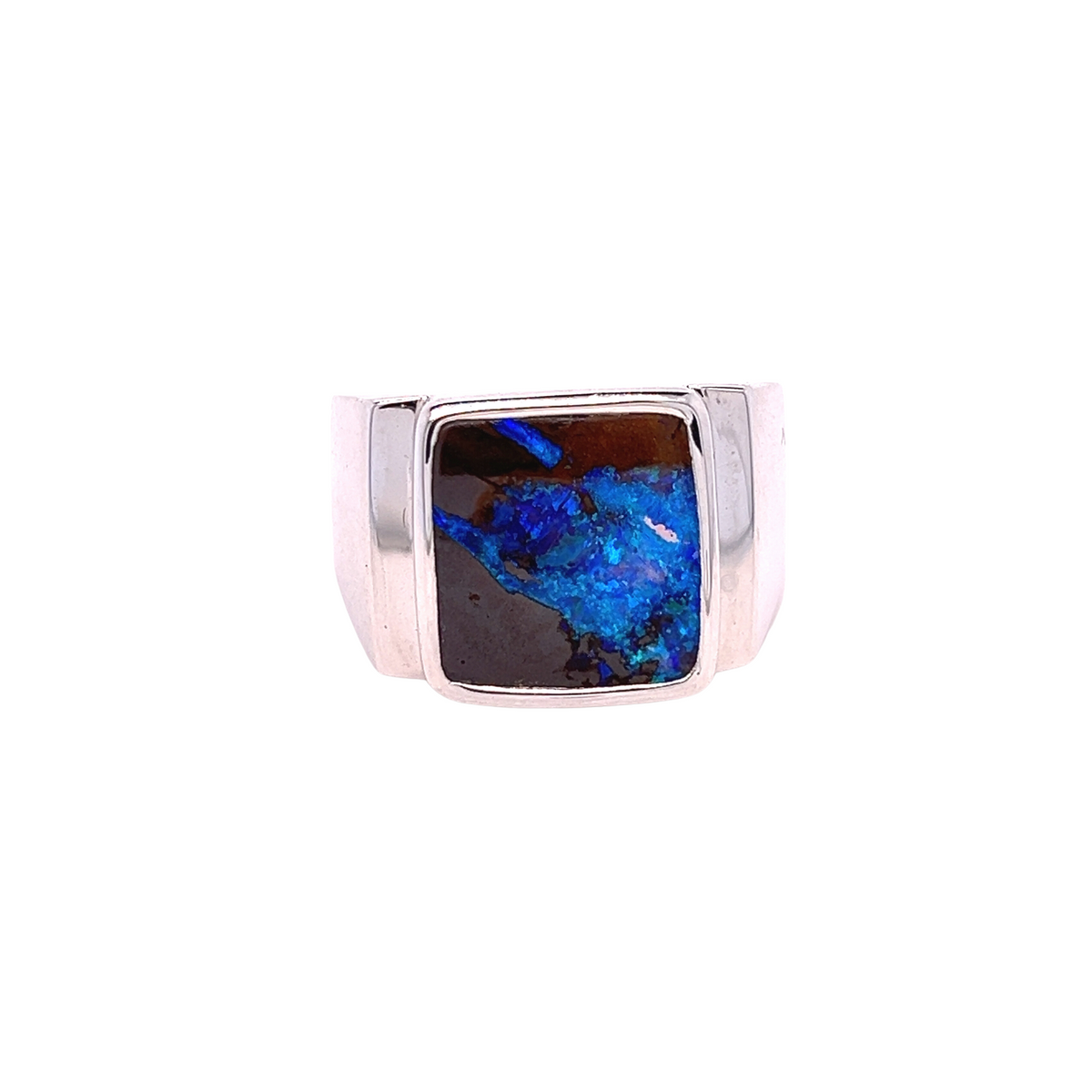 White Gold Boulder Opal Ring - "Vividora"