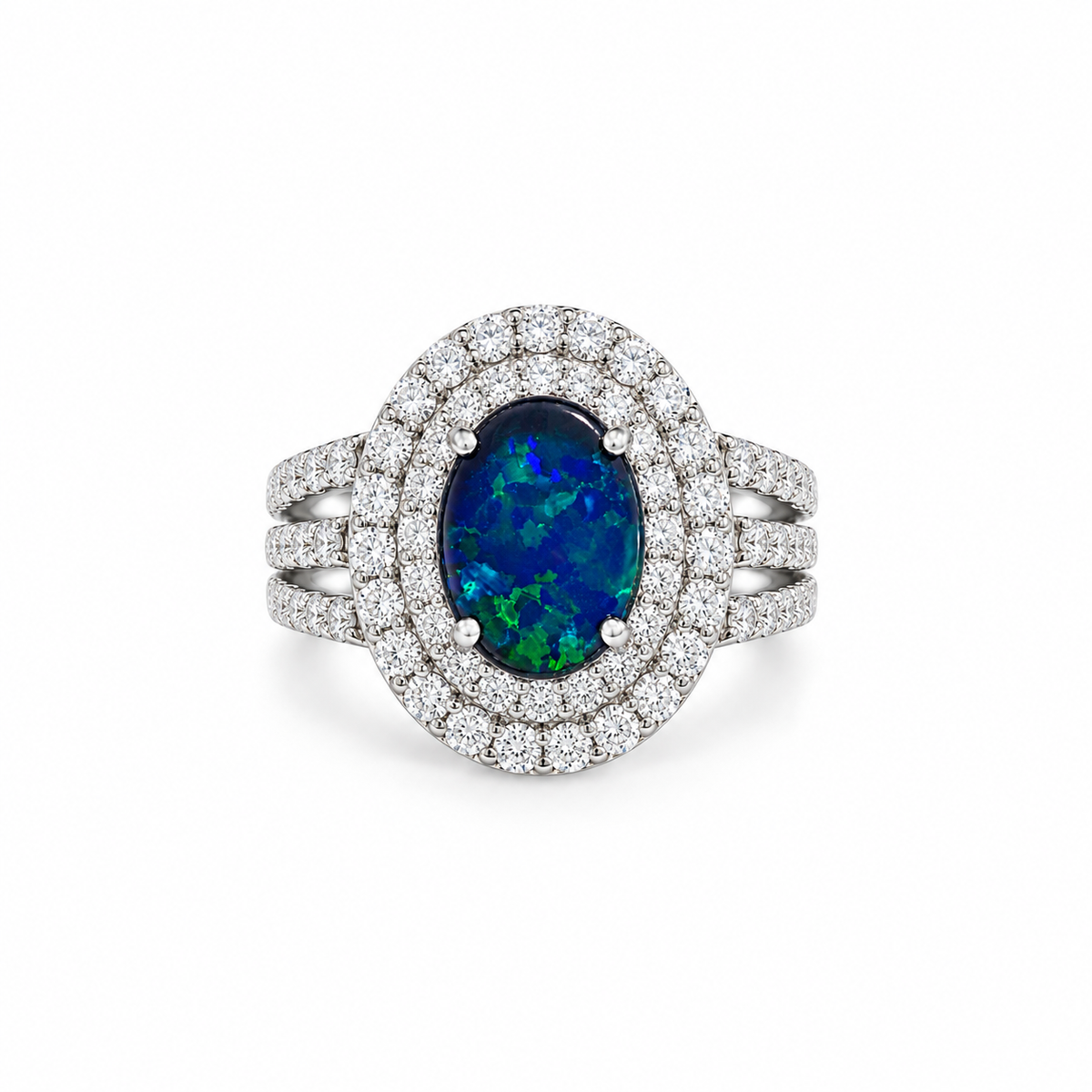 Platinum Australian Black Opal Ring 242007