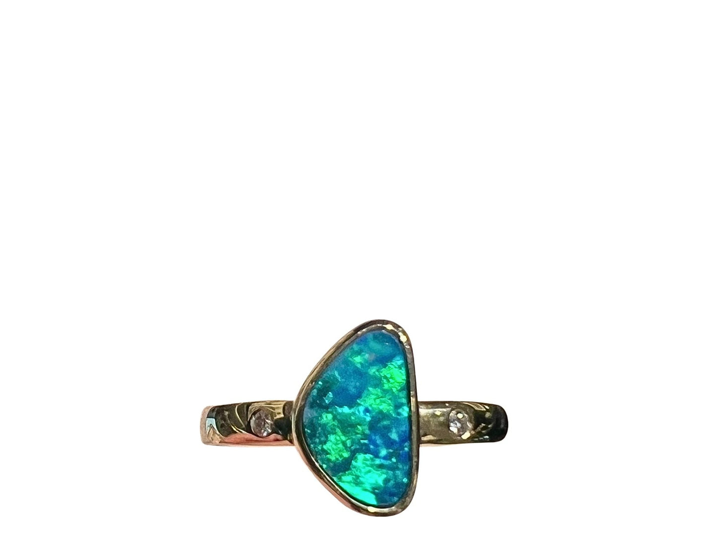 Australian Opal 0.77CT & 0.09CT Diamonds Ring