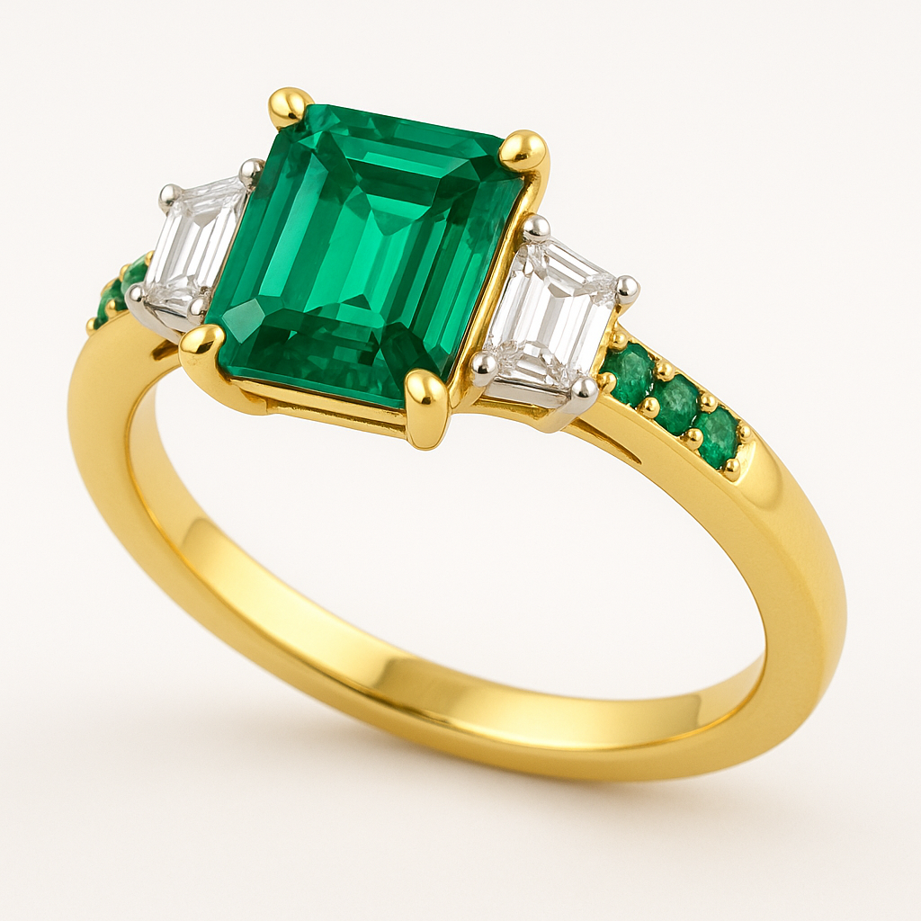'Emerald Symphony' Colombian Emerald Engagement Ring