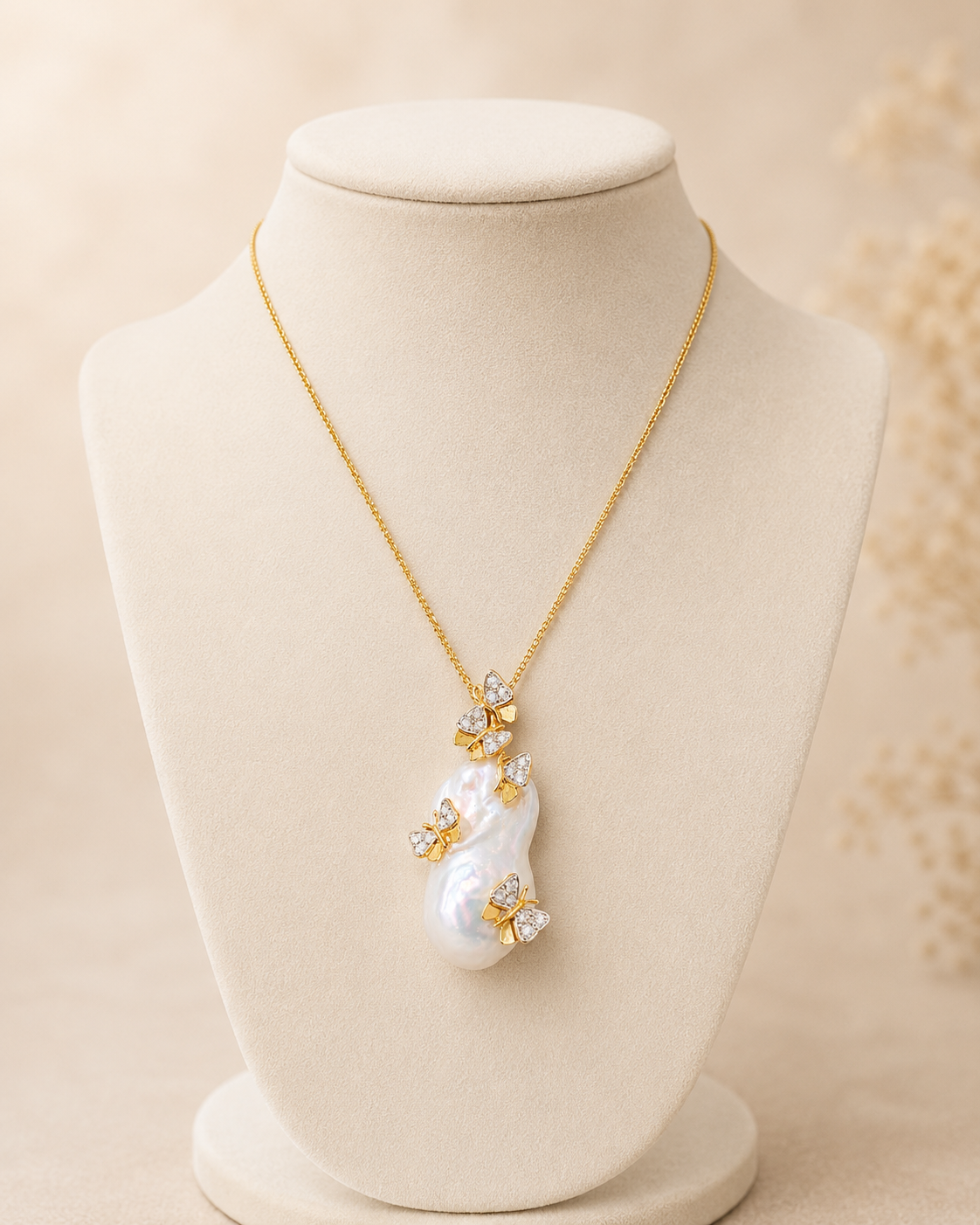 Baroque Pearl Pendant set in 18k gold with  diamonds 226993