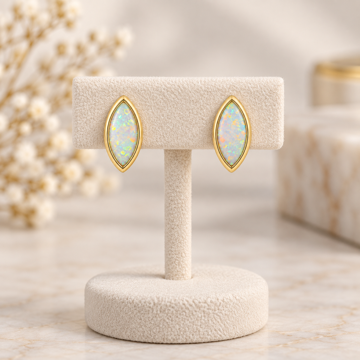 White Opal Earrings 227117