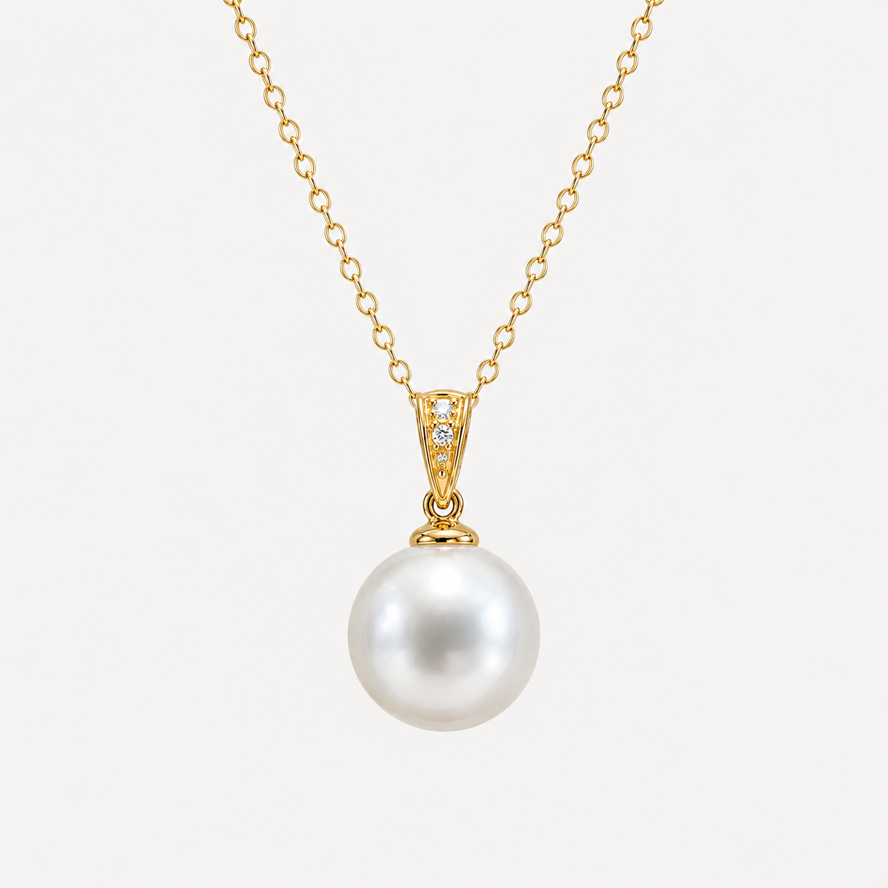 White South Sea Pearl Pendant set in 18K Gold Rose 12.50mm 240271