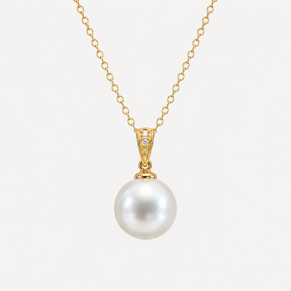 White South Sea Pearl Pendant set in 18K Gold Rose 12.50mm 240271
