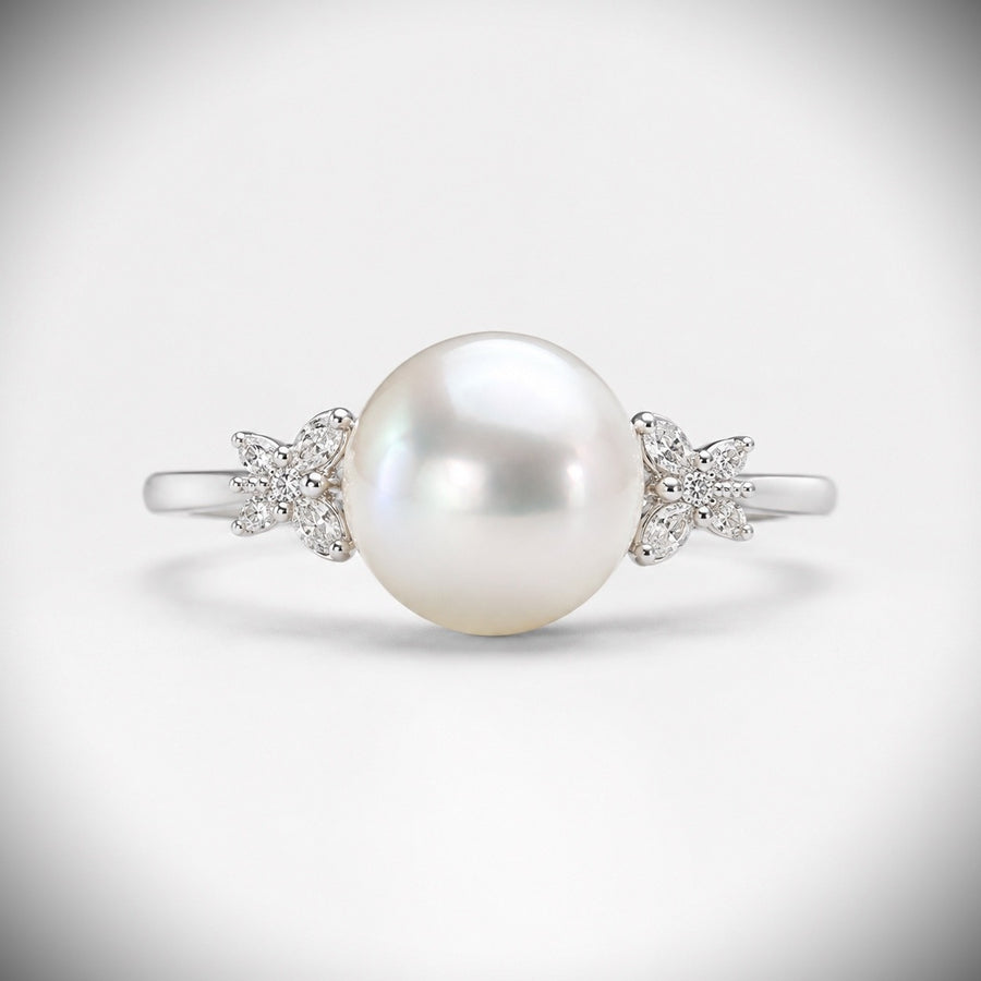 White South Sea Pearl Ring  14mm–14.5mm Diamond 0.25CT 240351