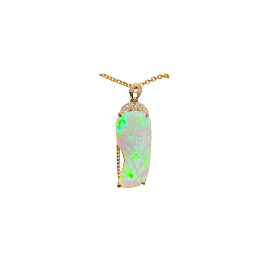 Yellow Gold Crystal Opal Pendant (241103)