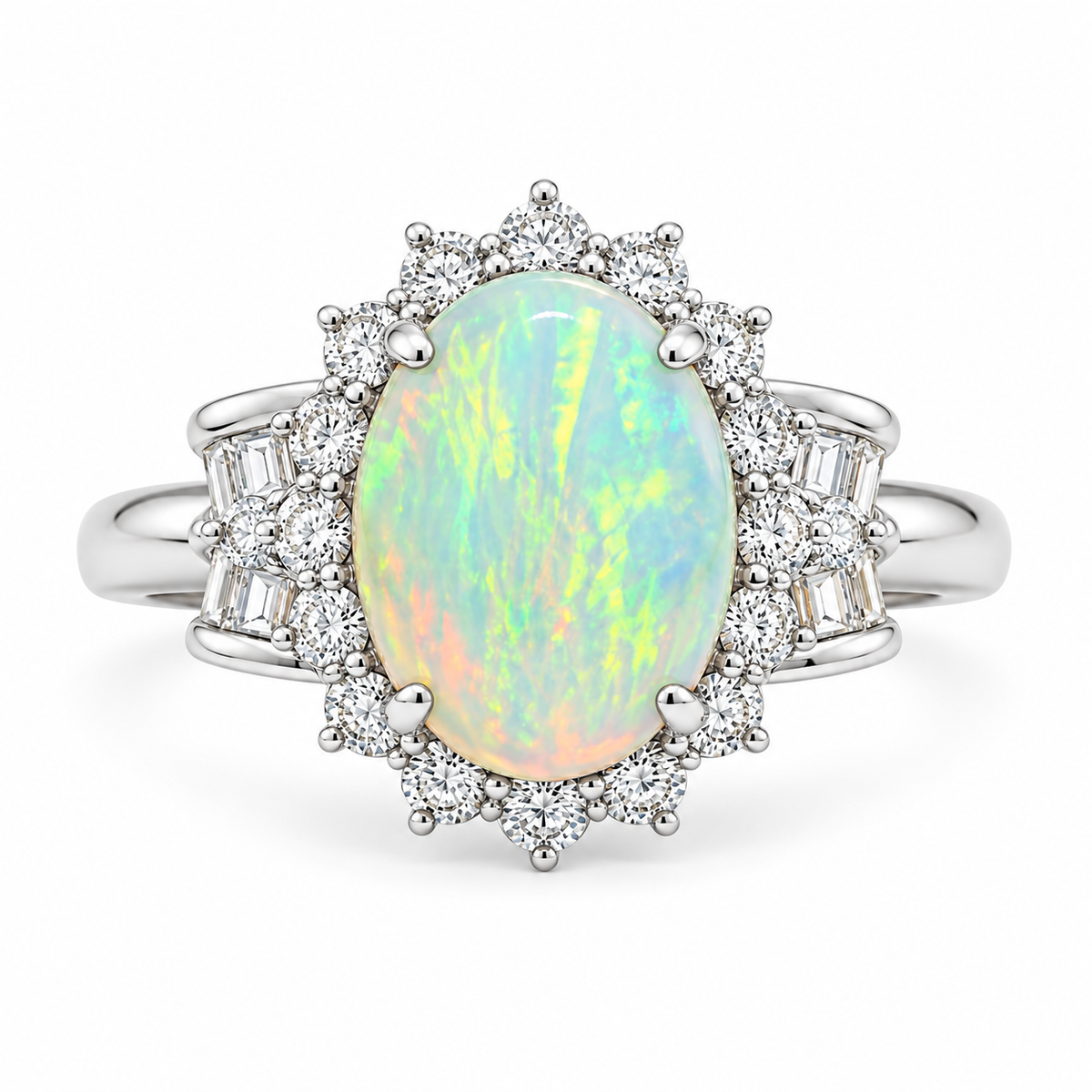 Platinum Ring White Opal 2.26CT Diamond 0.70CT 241572
