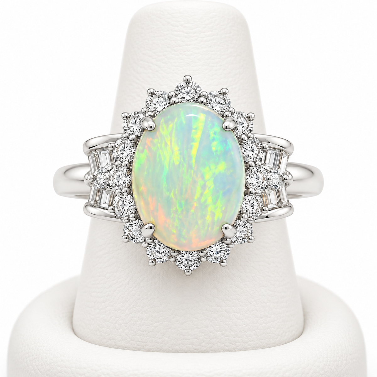 Platinum Ring White Opal 2.26CT Diamond 0.70CT 241572