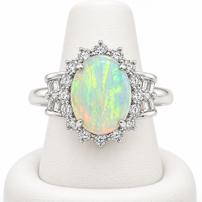 Platinum Ring White Opal 2.26CT Diamond 0.70CT 241572