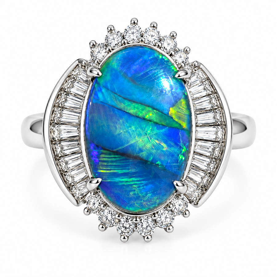 Black Opal Ring set in Platinum 241578