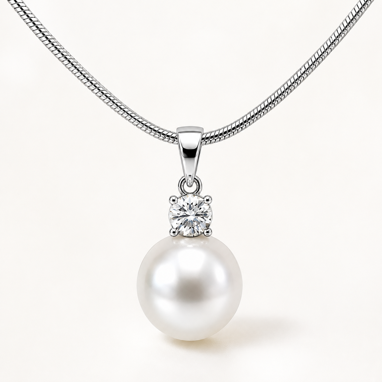 White South Sea Pearl Pendant set in 18K White Gold 12mm 241930