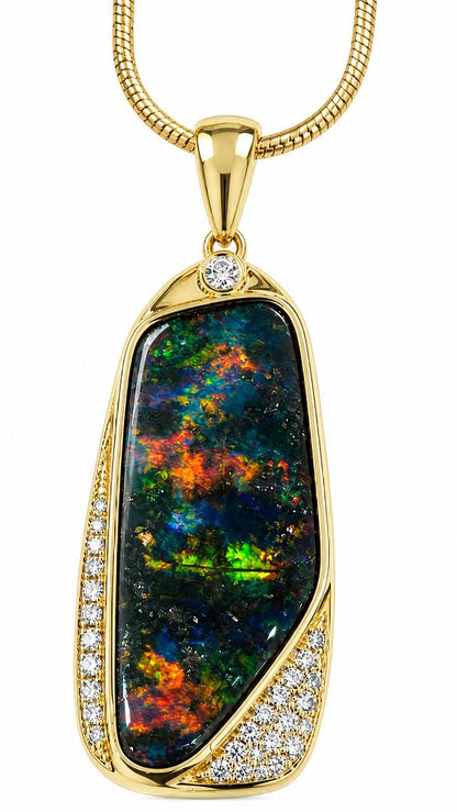Yellow Gold Boulder Opal Pendant (241962)