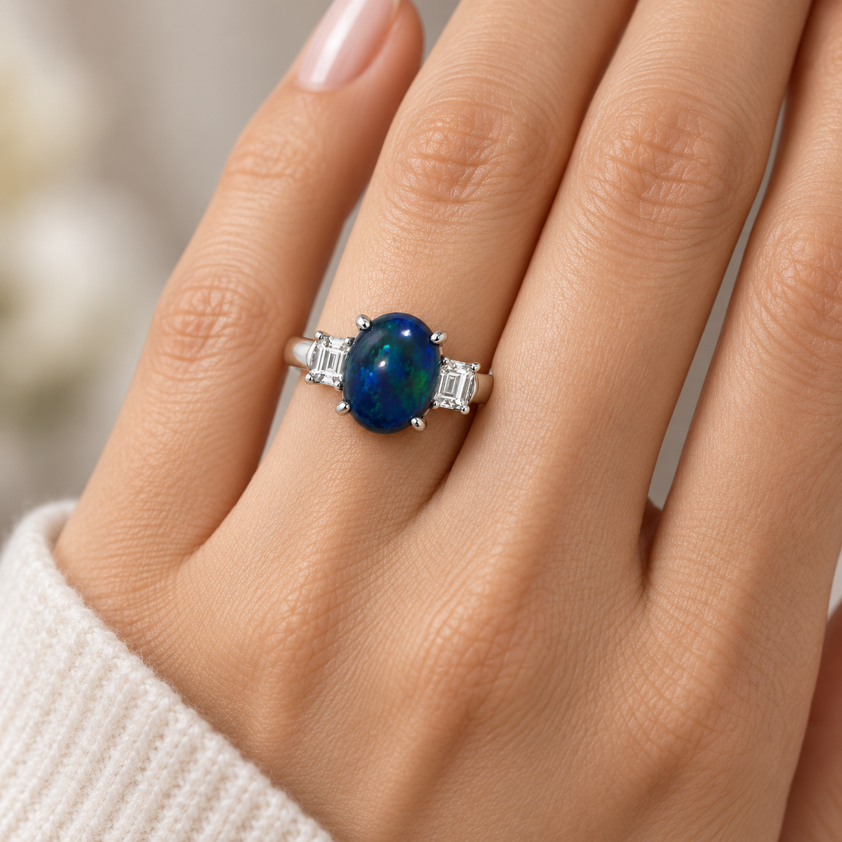 Platinum Black Opal Ring (242001)
