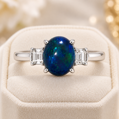 Platinum Black Opal Ring (242001)