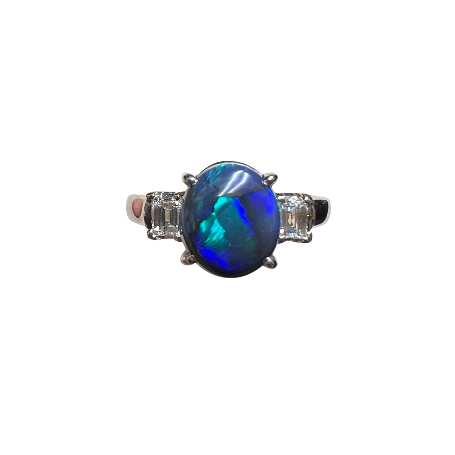 Platinum Black Opal Ring (242001)