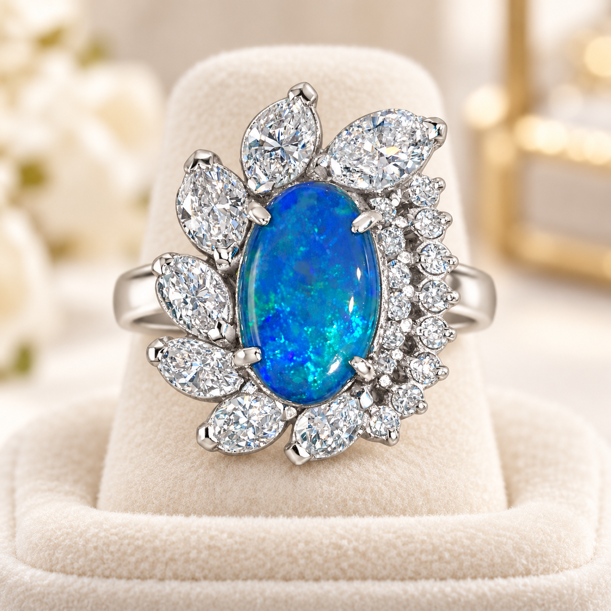 Platinum Black Opal Ring (242010)