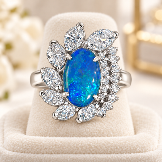 Platinum Black Opal Ring (242010)