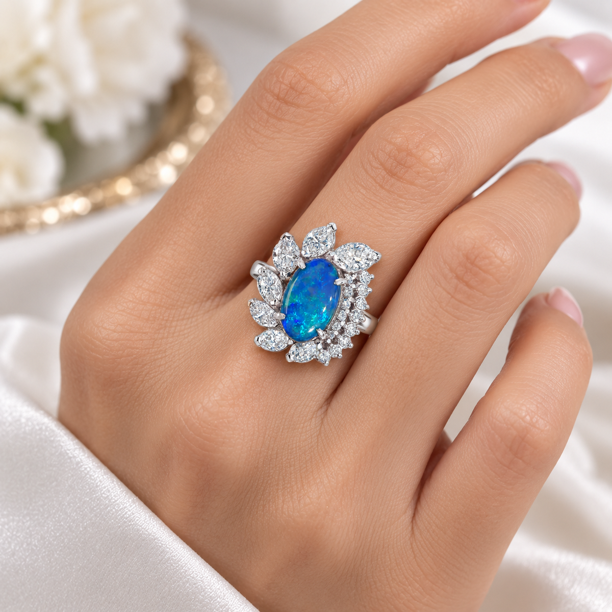 Platinum Black Opal Ring (242010)