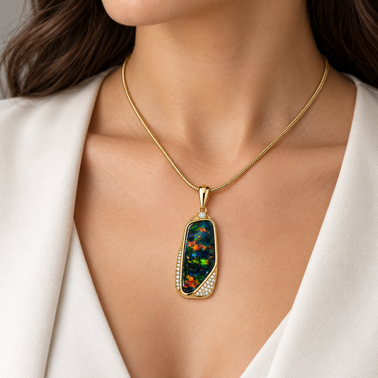 Yellow Gold Boulder Opal Pendant (241962)