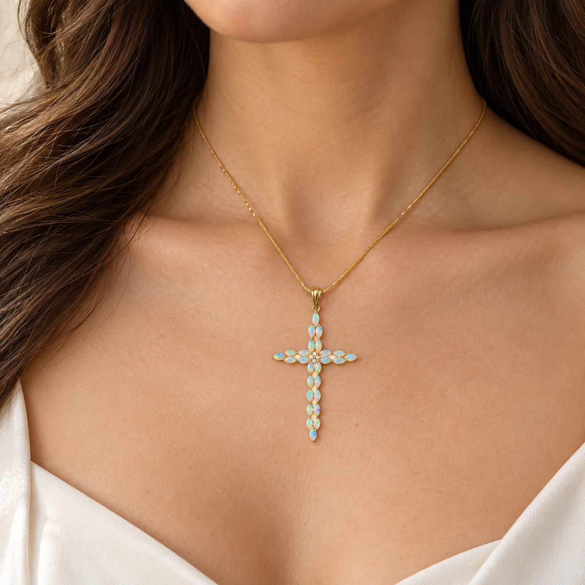 Crystal Opal Cross Pendant 242168