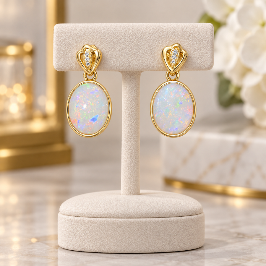 White Opal Earrings 250264