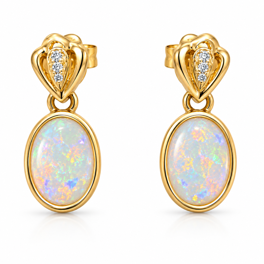 White Opal Earrings 250264