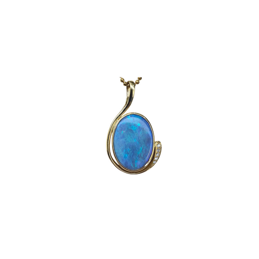 Yellow Gold Black Opal Pendant (250463)