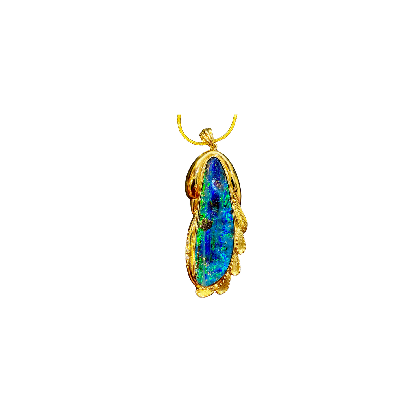 Yellow Gold Boulder Opal Pendant (256007)