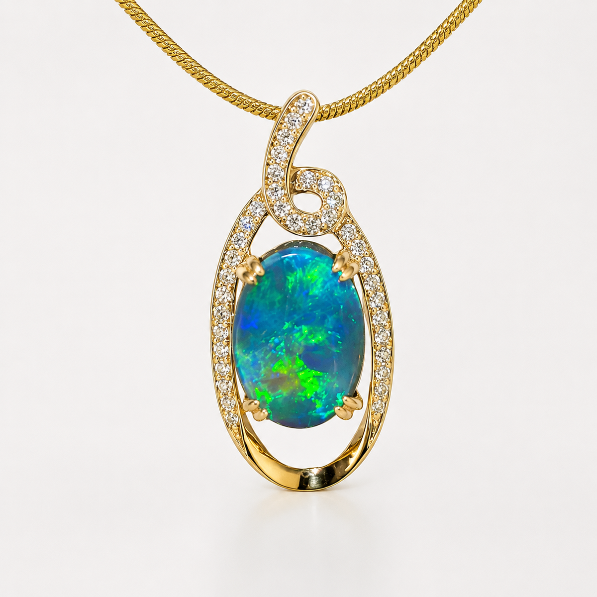 Yellow Gold Black Opal Pendant (256099)