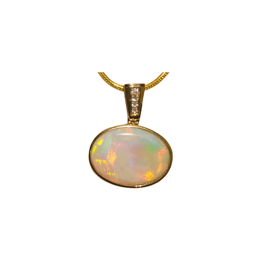 Yellow Gold Dark Opal Pendant (256127)