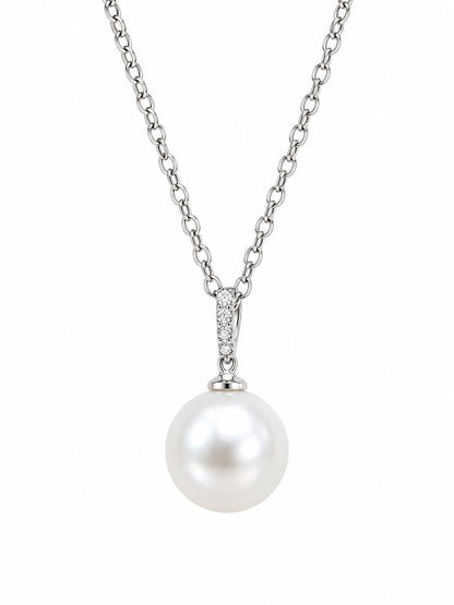 White South Sea Pearl Pendant set in 18K White Gold 10.6mm 256162