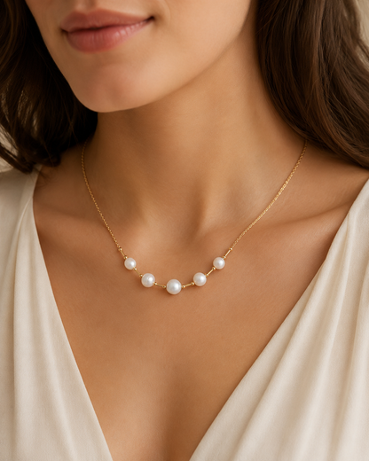 14K Yellow Gold White South Sea Pearl Strand 8.7mm–11.4mm 260007