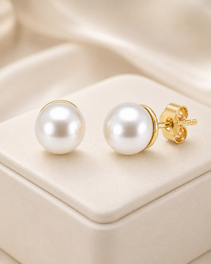 Akoya Pearl Earrings 18K Yellow Gold  8.0–9.0mm