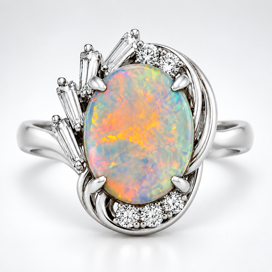 Black Opal Platinum Ring 265438