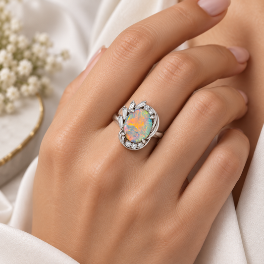 Black Opal Platinum Ring 265438