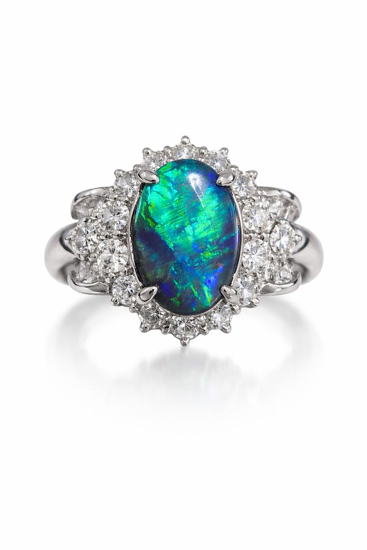 Black Opal Ring set in Platinum 265440