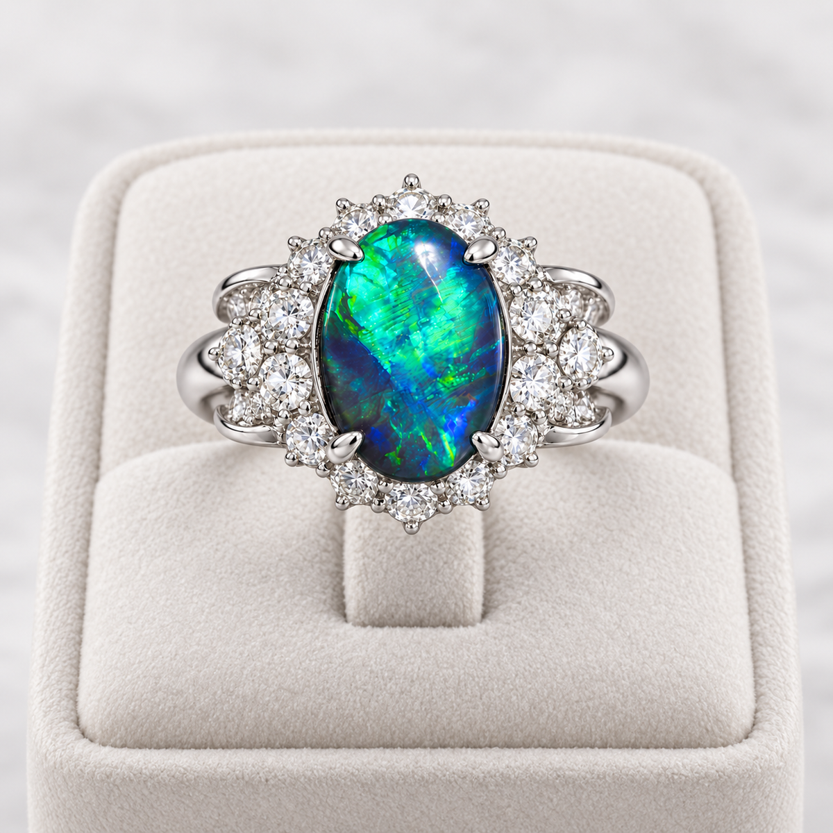 Black Opal Ring set in Platinum 265440